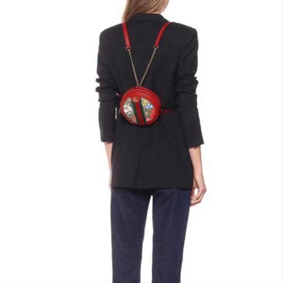 Gucci Ophidia floral GG logo round leather backpack main image 9